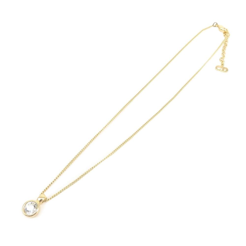 Christian Dior Logo Stone Gold Plating Necklace